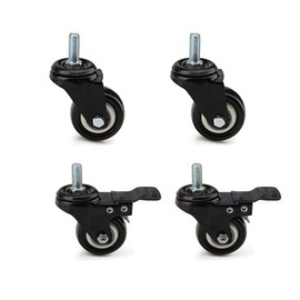 YOYEAH Set of 4 40 mm Furniture Castors with Brake, M8 x 25 mm Swivel Castor Thread, Heavy Duty Castor Small Rubber, Load Capacity 240 kg, 360° Rotatable - for Transport Wheels, Cabin Cars and