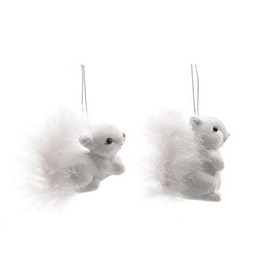 Plastic Christmas Squirrel Figures, Set of 2, Colour: White