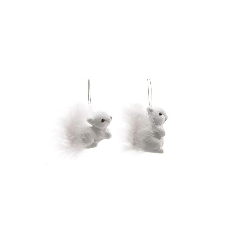 Plastic Christmas Squirrel Figures, Set of 2, Colour: White