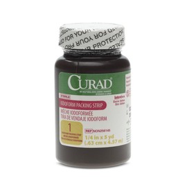 Curad - NON256145 Sterile Iodoform Cotton Packing Strips for Packing, Drainage of Open or Infected Wounds, Pack of 12