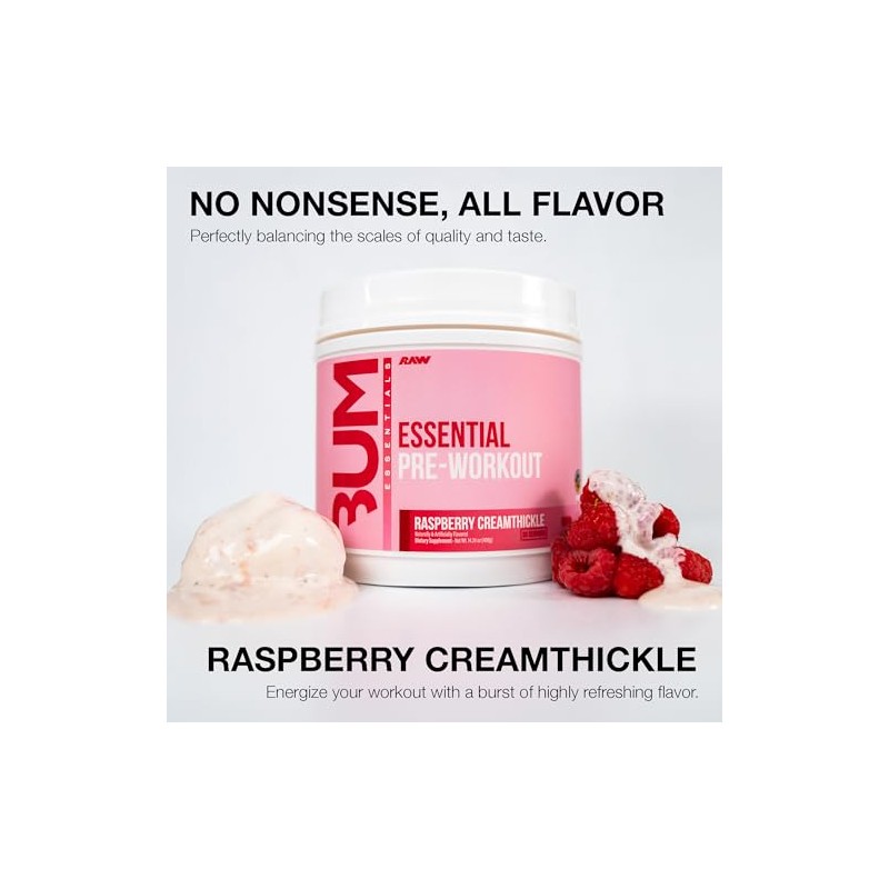 Raw cbum essential pre workout pre entrenamiento 30 servicios sabor