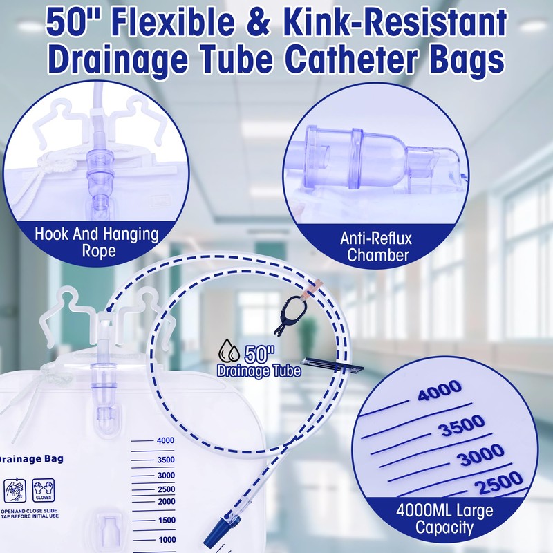 4000ml Urinary Drainage Bag, 10 Pack Catheter Bags for Women