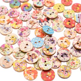 200PCS Mixed Vintage Flower Wooden Buttons, 2 Holes Bulk Wooden Buttons Decorative Buttons for Sewing Crafting (12.5mm) YIGUANXIN