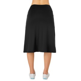 Women Midi Knee Length Skorts Skirts with Zipper Pockets,26" Knee Length Skorts for Women (Black L)