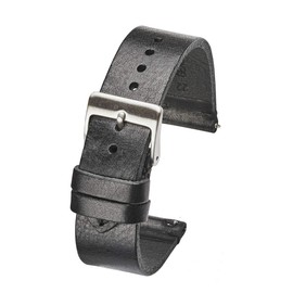 ALPINE INTERNATIONAL Genuine vintage leather watch strap band with quick release spring bars - Black - 18 mm