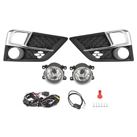 HECASA Pair Fog Lights+Fog Light Bezels Compatible with 2018-2020 Honda Odyssey Bumper Fog Lamps Assembly Fog Lamp Bezel Cover Black Bezel+Clear Lens Silvery Molding