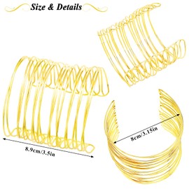 RechicGu 2 Pieces Coil Upper Arm Cuff Bracelet Multi-layer Cross Wire Bracelets Open Armband Adjustable Wide Bangle Minimalist Armlet Fashion Boho Jewelry Gold