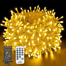 CHMEFLY Fairy String Lights, 180ft 500 LED Plug in Lights with 8 Modes and Memory Function, Waterproof Decoration Twinkle Lights for Bedroom, Wedding, Party, Christmas, Indoor and Outdoor (Warm White)