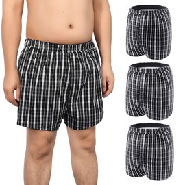 Incontinence Underwear for Men Washable 3 Pack Mens Leakproof Underwear with Front Fly for Bladder Leakage Protection Instant Absorbency Mens Incontinence Boxers (X-Large, Black Plaid)