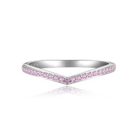 STARCHENIE 925 Sterling Silver Stackable Ring for Women Anniversary Wedding Band Wishbone Rings Pink Tourmaline Size 7