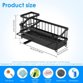 YMKWZ Iron No Drilling Sink Caddy Sponge Holder Compact Versatile Kitchen Sink Organizer With 360° Rotation Spout for Wall Mount or Countertop Placement