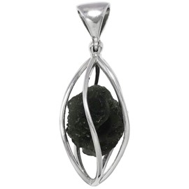 [Shinjuku Ginno Kura] Moldavite Silver 925 Pendant Top, Screw Cage, Natural Stone, Power Stone Head, Glass Stone Silver, Moldavite
