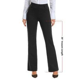 Stelle Women 28"/30"/ 32" Bootcut Dress Pants Business Casual Work Pants with Pockets Pull On Regular Slacks for Office (30" Black, XX-Large)