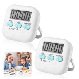 2PCS Digital Kitchen Timer with Loud 96dB Alarm,Magnetic Countdown Stopwatch with Large LCD Display,Back Stand & Hanging Hole,Ideal for Cooking,Kids,Teacher,Gym,Bathroom (White)