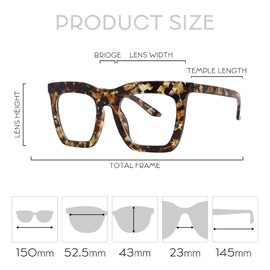Mad Shade Clear Lens Non-Prescription Fake Glasses for Women & Men, Thick Square Rectangle Tortoise Frame, 90s Classic Bold Retro Oversized Eyewear, Lightweight Trendy Eyeglasses Fashion Accessories