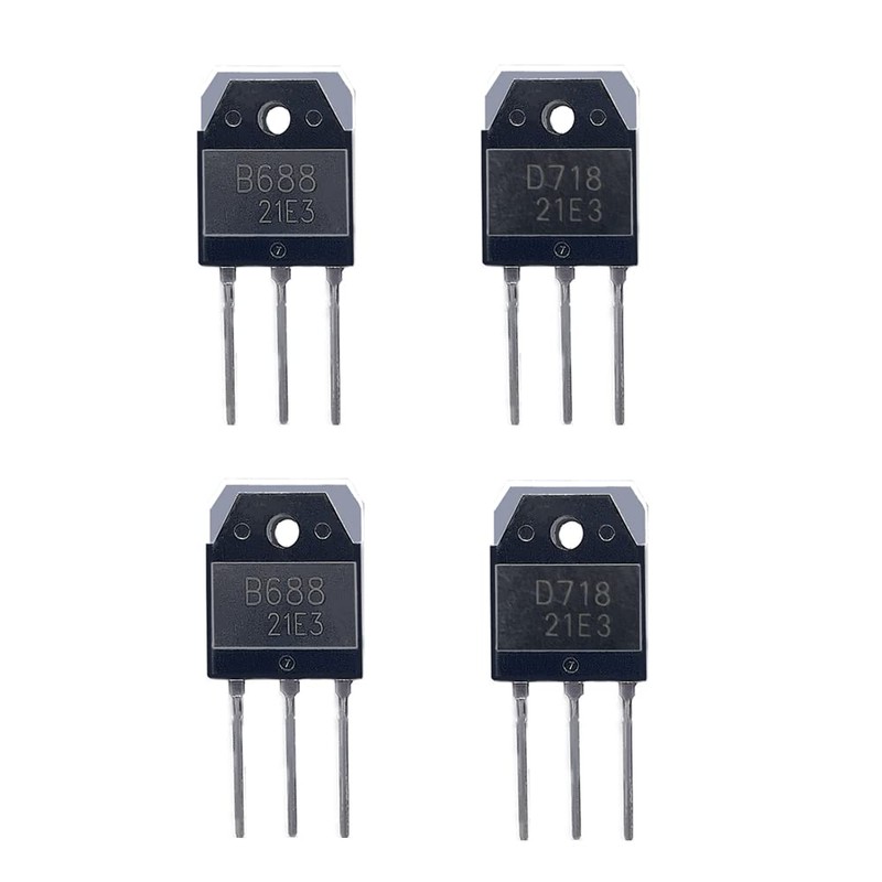 4pcs(2pcs 2SB688+2pcs 2SD718) PNP NPN Complementary Silicon Power Amplifier ApplicationTransistor,TO-3P