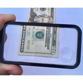 Rectangular Reading Magnifier, Hand Lens, Made in The USA, Large 2"x4" Aspheric Lens with Wide Field of View 3X with 5X Bifocal Lens, Fits in Pocket