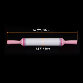 sourcing map Fondant Rolling Pin 14.57" x 1.57" Adjustable Guide Non-Stick Flat Pattern with Handle PP Plastic Fondant Roller Dough Roller Rolling Pins for Baking Cookie Pastry Clay