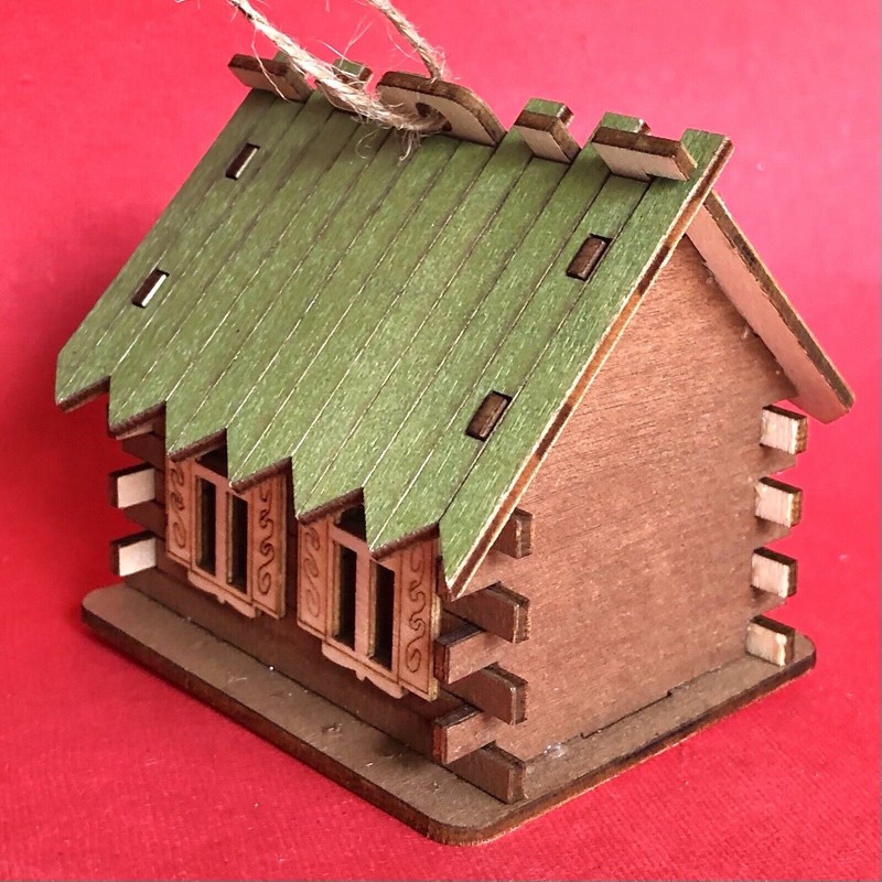 Cabin Rustic Wood House Ornament • Cabin Woods Forest Ski