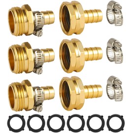 3 Set Garden Hose Repair Connector Kit with Clamps, Fit for 1/2" Garden Hose Fitting,1/2" Barb x 3/4" GHT Garden Hose Adapter/Fittings, Water Hose Repair Kit