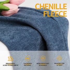 ROFIELTY Tufted Bench Cushion, Chenille Fabric, Wicker Loveseat Cushion 2 Ties, Suitable for Piano Bench/Indoor Furniture/Swing (Dark Blue, 36×14×4)