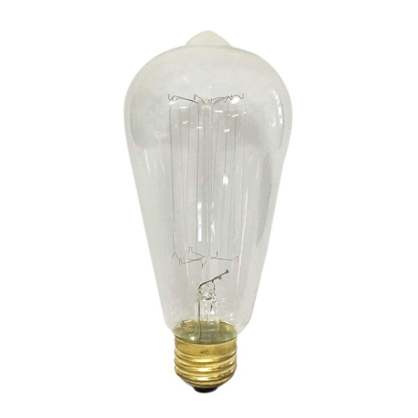 Royal Designs LB-4001-1 Vintage Edison Syle Straight Tubular 60-Watt St64 E26 130V Incandescent Clear Light Bulb, 1 Pack, Clear