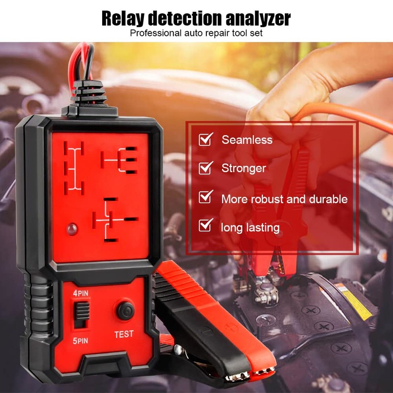 Greluma 1 Stück Auto-Relaistester,12V elektronischer Relaisprüfer,Autobatterietester mit Clips für automatische