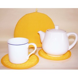 Santens Sun Compound Tenses Teacosy Small & Pot Mat Set Gioachino Rossini Cream (Made in Belgium Waffle Cloth use)