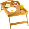 Home-It Bed Table Tray with Folding Legs - Bamboo Breakfast