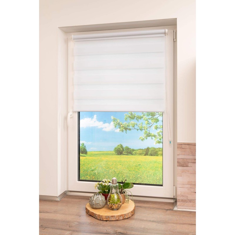 K-home Madrid Klemmfix Double Roller Blind, No Drilling Required, White,
