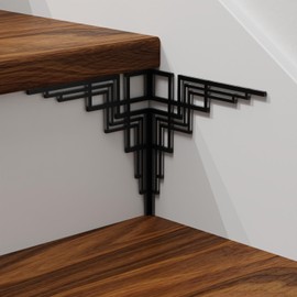 funlife Peel and Stick Staircase Corner Accents Sticker, Faux Matte Black Aluminum Finish Acrylic Plastic Stair Riser Panel Geometric Decor w/Adhesive Back for Home Wall 5.9"X5.9" 2PCS Linear Overlap