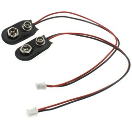 LBTODH 9V Battery Clip Connector 2PCS I-Type 9 Volt Battery Clip 9V Battery Snap to 2-Pin PH2.0 Connector Flexible Buckle Plastic Housing (15CM)