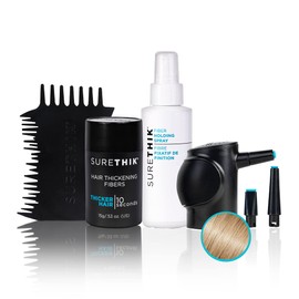 SureThik Hair Thickening Fiber Starter Package - With Application Tools - Comes with 1 x 15g Hair Fiber, 1 x 3oz Holding Spray, 1 x Hair Fiber Spray Applicator & 1 x Hairline Tools (Light Blonde)