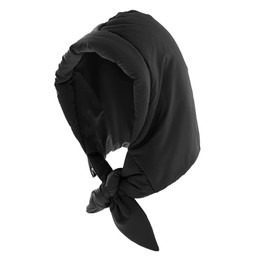 Women Down Cotton One Piece Hooded Scarf Hat Windproof Warm Earflap Hat Winter Thermal Trapper Hat with Chin Strap Black