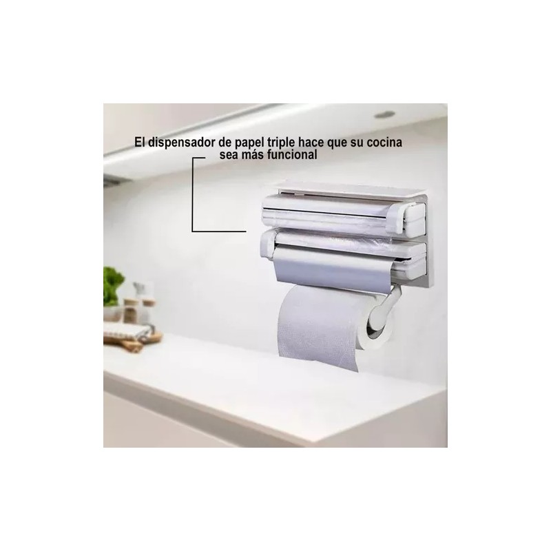 DARK BL Dispensador Triple De Papel 3n1 Cocina Aluminio