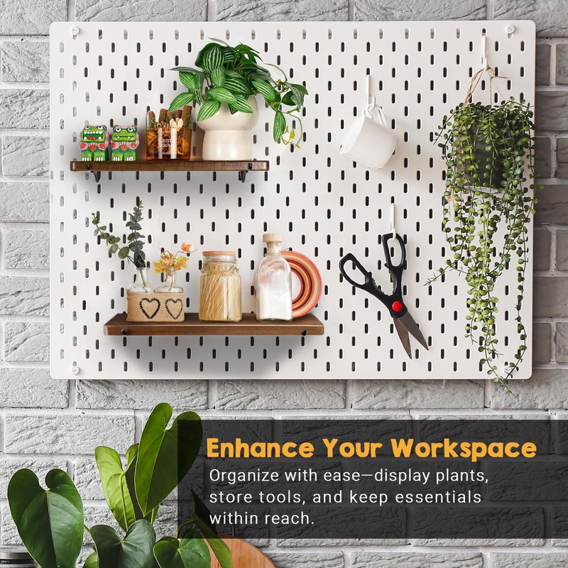 SEMPOMA 2 Pack Walnut Color Pegboard Shelf, Pegboard Accessories, Wooden