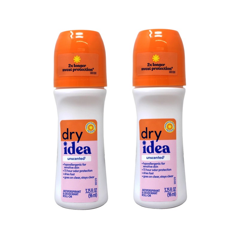 Dry Idea Anti Perspirant Deodorant Roll On Unscented 3.25 Ounce