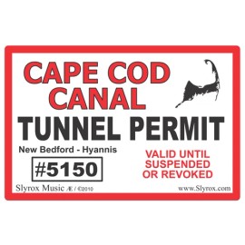 Slyrox Music Cape Cod Canal Tunnel Permit - 4.5''x 3'' Sticker Decals - Red, OU812