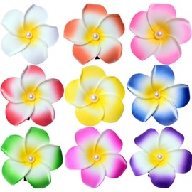 SIRLOMU Set of 9 Hawaiian Plum Tropical Bohemian Women Party Beach Party Flower Hair Clips