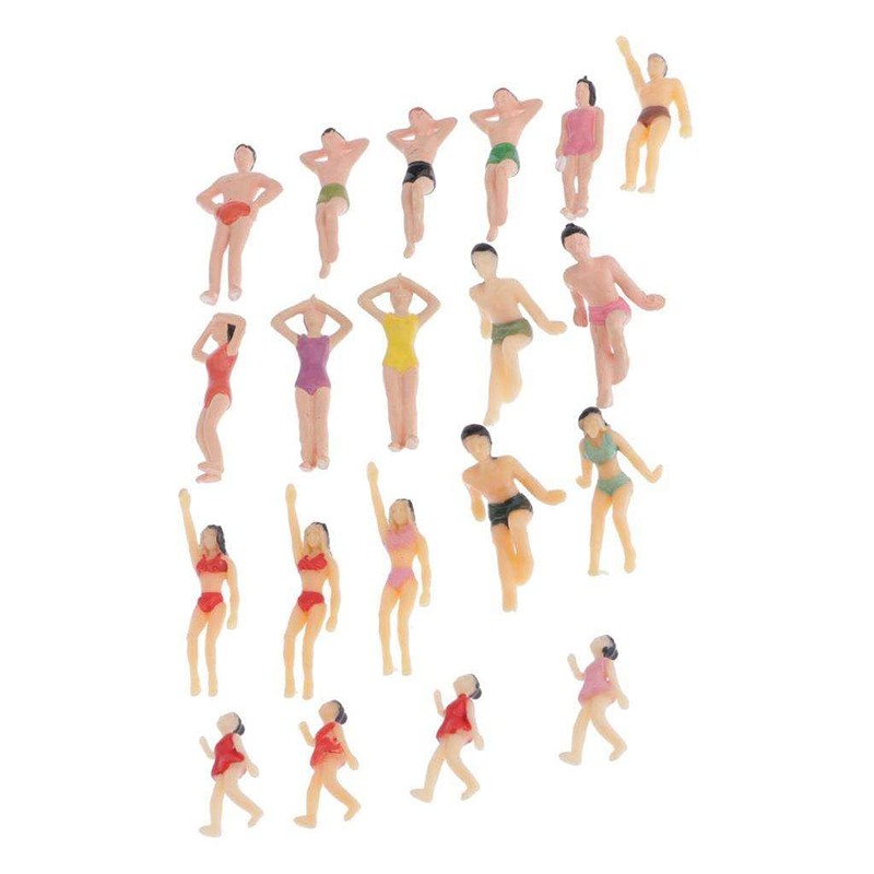 20-Pack 1.4 inch Miniature Beach Swimsuits People Figures Model Train