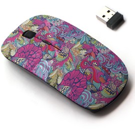 2.4G Wireless Mouse with Cute Pattern Design for All Laptops and Desktops with Nano Receiver - Magic Flowers