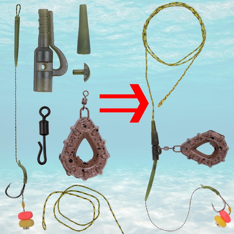 Carp Fishing Rigs Kit Carp Hair Rigs with Carp Sinker