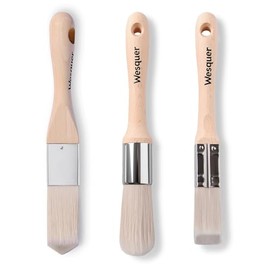 Wesquer 3-Pack 1Inch Paint Brush for Detail Work - Triangle, Round & Square Head Set for Precision Corners, Edging, Touch-Ups, Trim, Models & Small DIY Projects
