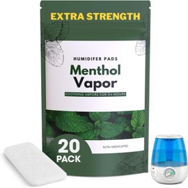 Extra Strength [20 Pack] Menthol Eucalyptus Humidifier Pads - Universal Vapor Pads for All Vks, Crane, Other Models - Vapopads Replacement - Natural Waterless Vaporizers Pads - Cold/Flu Symptoms