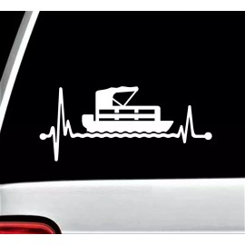 Bluegrass Decals Pontoon Heartbeat Lifeline Decal Sticker Lake Boating Accessories Party BG526