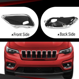 CROSSDESIGN Pair Front Bumper Fog Light Lamp Covers Bezel Chrome Compatible with Jeep Cherokee 2019-2020