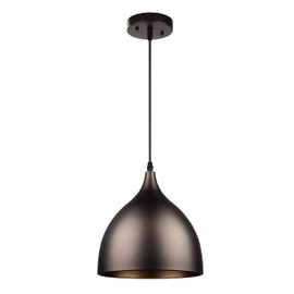 Chloe Lighting Walter Industrial 1 Light Textured Black Mini Pendant Ceiling Fixture 10" Wide, Oil-Rubbed Bronze