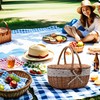 RURALITY Wicker Picnic Basket with Lid and Handle Sturdy Woven