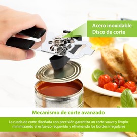 BSOON Abrelatas, Abrelatas de acero inoxidable, Abrelatas multifunción, For Can Opener para La Cocina, El Camping y La Cocinas Negro