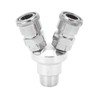 2 Way Connector G1/2 Thread Quick Coupler Carbon Steel Chrome